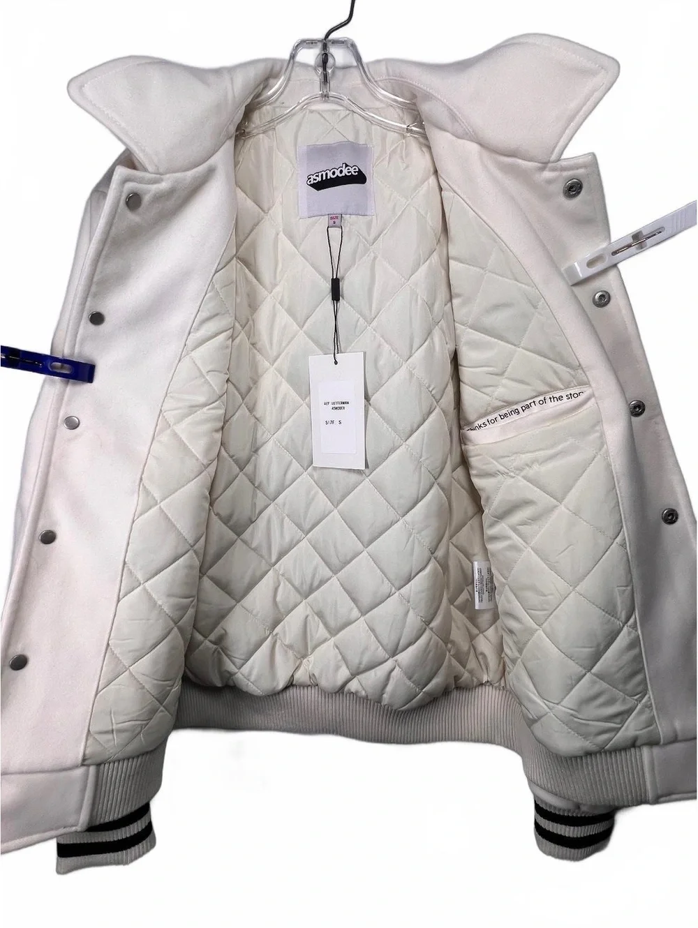 asmodee Team USA Statue of Liberty White Quilted Varsity Jacket Size S NWT